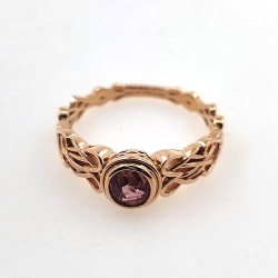 Anillo de Zafiro Padsparadcha  No calentado en oro rosa de 18 kt nudo celta