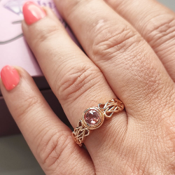 Anillo de Zafiro Padsparadcha  No calentado en oro rosa de 18 kt nudo celta