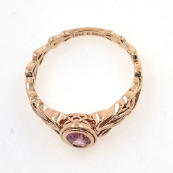Unerhitzter Padsparadcha Saphir Ring aus 18kt Roségold Keltischer Knoten