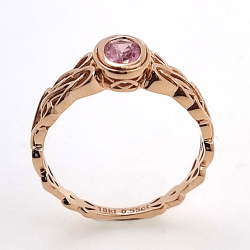 Unerhitzter Padsparadcha Saphir Ring aus 18kt Roségold Keltischer Knoten