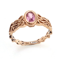 Bague saphir Padsparadcha non chauffé en or rose 18kt Nœud celtique