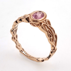 Anillo de Zafiro Padsparadcha No calentado en oro rosa de 18 kt nudo celta