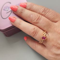 Anillo de Zafiro Padsparadcha No calentado en oro rosa de 18 kt nudo celta