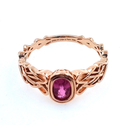 Anillo de Zafiro Padsparadcha No calentado en oro rosa de 18 kt nudo celta