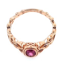Anello con zaffiro Padsparadcha non riscaldato in oro rosa 18 carati Nodo celtico