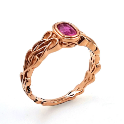 Anillo de Zafiro Padsparadcha No calentado en oro rosa de 18 kt nudo celta