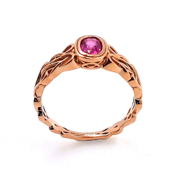 Unerhitzter Padsparadcha Saphir Ring aus 18kt Roségold Keltischer Knoten