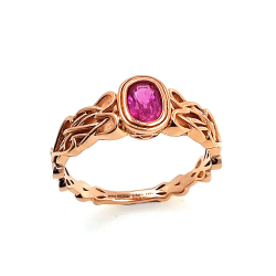 Unerhitzter Padsparadcha Saphir Ring aus 18kt Roségold Keltischer Knoten