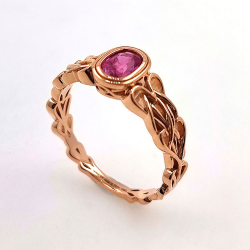Unerhitzter Padsparadcha Saphir Ring aus 18kt Roségold Keltischer Knoten