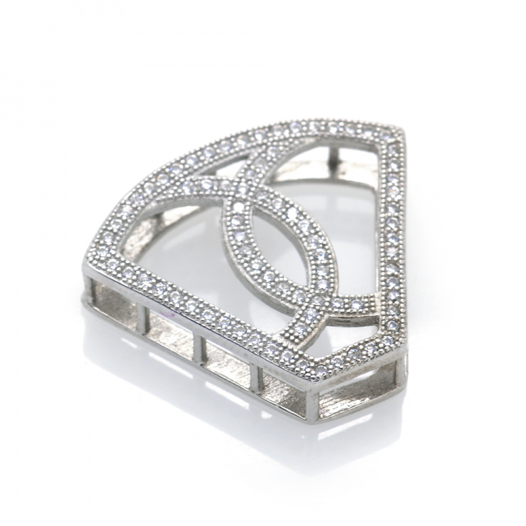 Pendentif en zircone cubique en argent 925 rhodié 21,31 x 24,35 x 5,37 mm