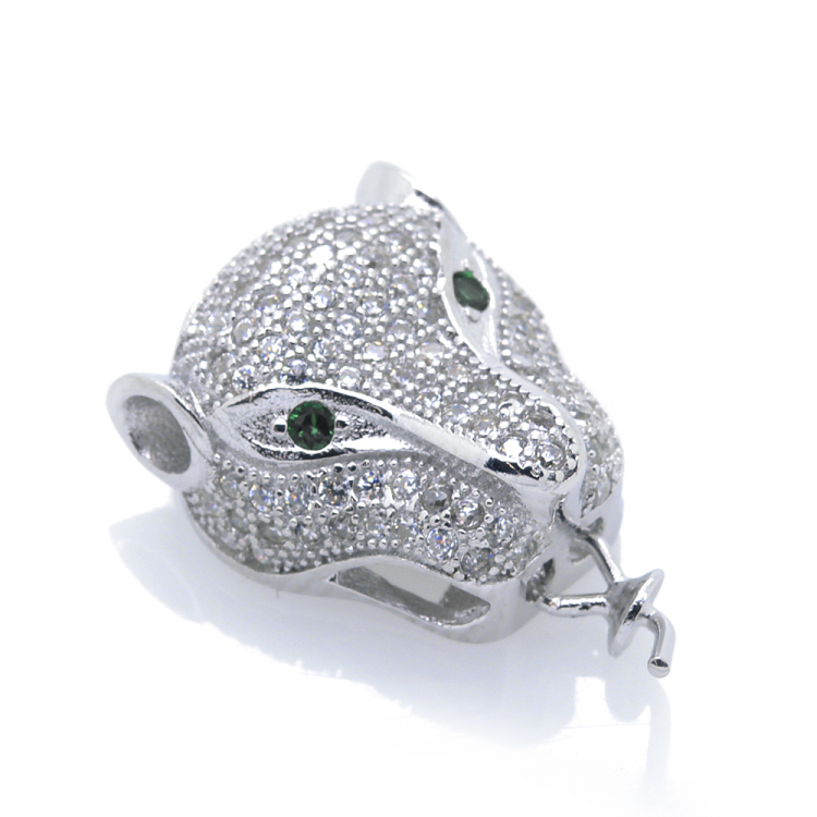 DIY Pendentif tigre en argent 925 avec zircons 17,95 x 12,82 x 7,26 mm