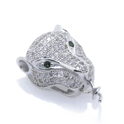 DIY Pendentif tigre en argent 925 avec zircons 17,95 x 12,82 x 7,26 mm