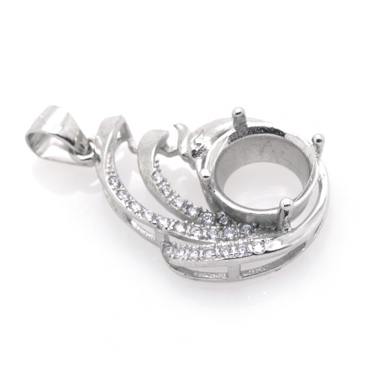 DIY Pendente con zircone cubico in argento 925 rodiato 27,46 x 16,03 x 5,65 mm