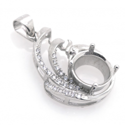 Pendentif en zircone cubique en argent 925 rhodié 27,46 x 16,03 x 5,65 mm