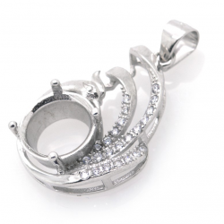 Pendentif en zircone cubique en argent 925 rhodié 27,46 x 16,03 x 5,65 mm
