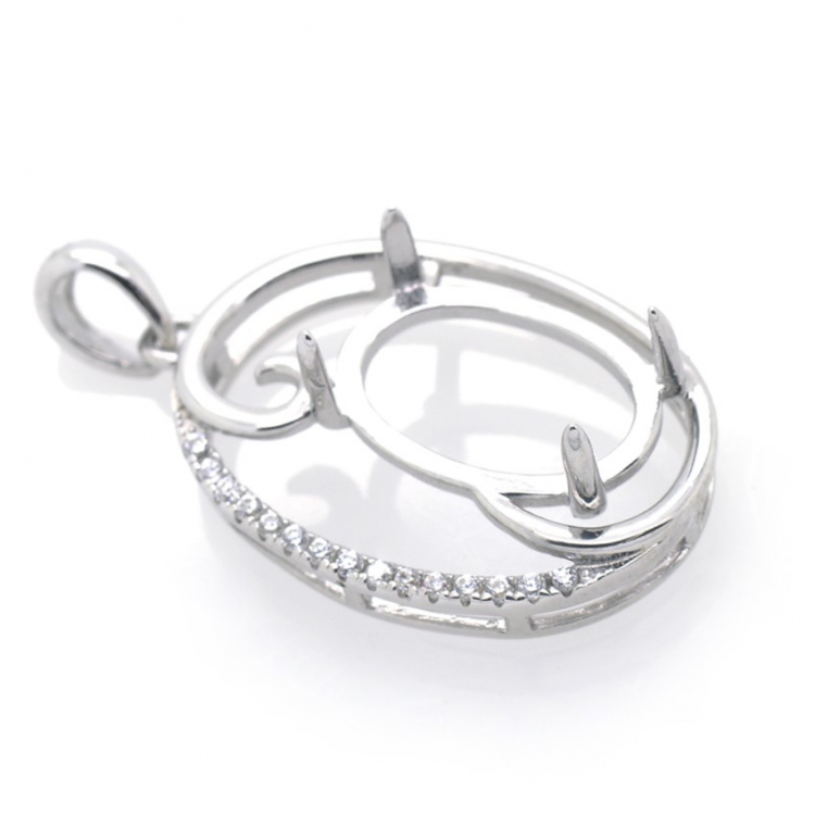 DIY Colgante de Circonita cubica en plata 925 rodinada 26,84 x 14,95 x 3,84  mm