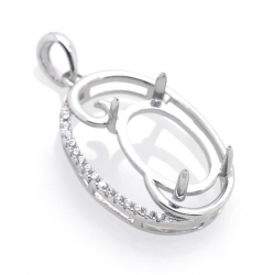 DIY Pendente con zircone cubico in argento 925 rodiato 26,84 x 14,95 x 3,84 mm