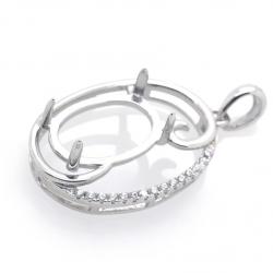 DIY Cubic zirconia pendant in rhodium-plated 925 silver 26.84 x 14.95 x 3.84 mm