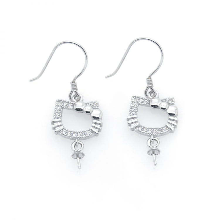 Fornitura pendientes Hello kitty de Plata 925 con circonitas