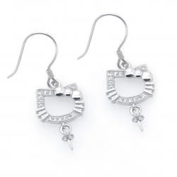 Fornitura pendientes Hello kitty de Plata 925 con circonitas
