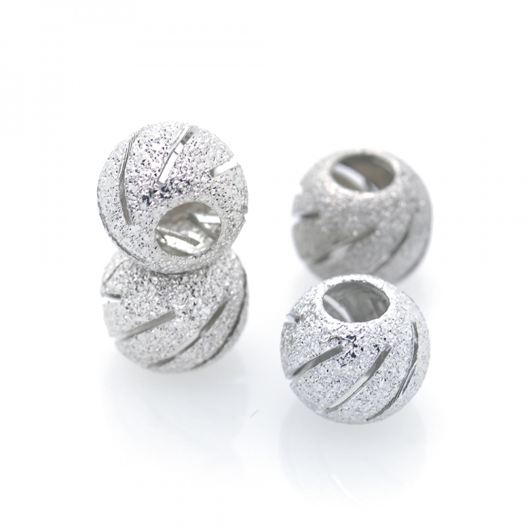 DIY Abalorio Bola de plata 925 bañada en rodio 7 x 8 mm