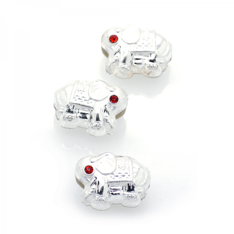 DIY Perle éléphant en argent 925 plaqué rhodium avec zircone cubique