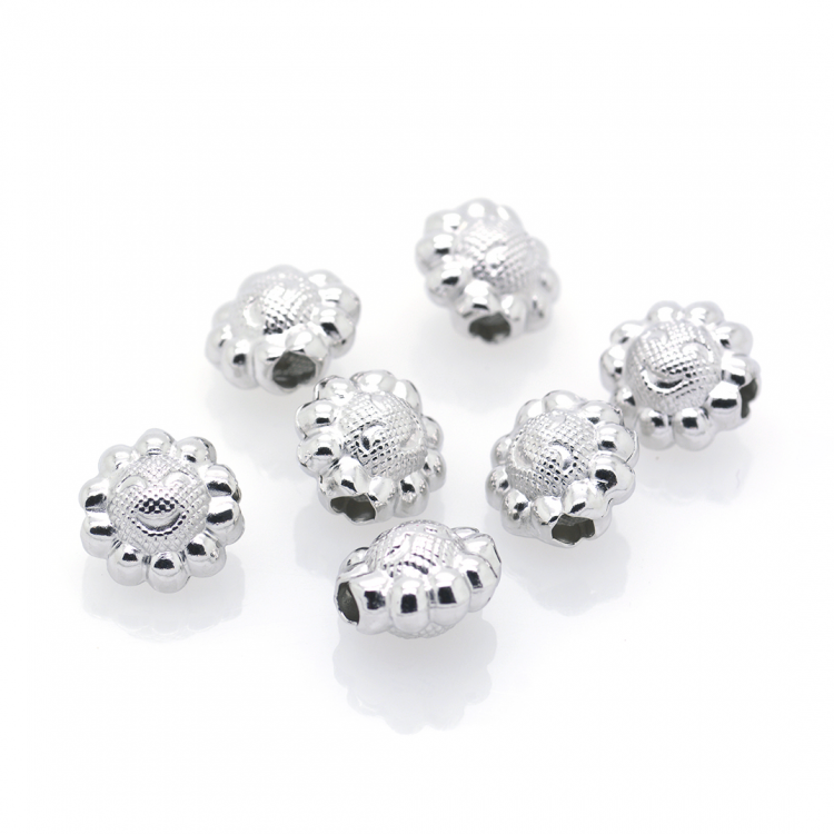 DIY Rhodium-plated 925 silver flower bead