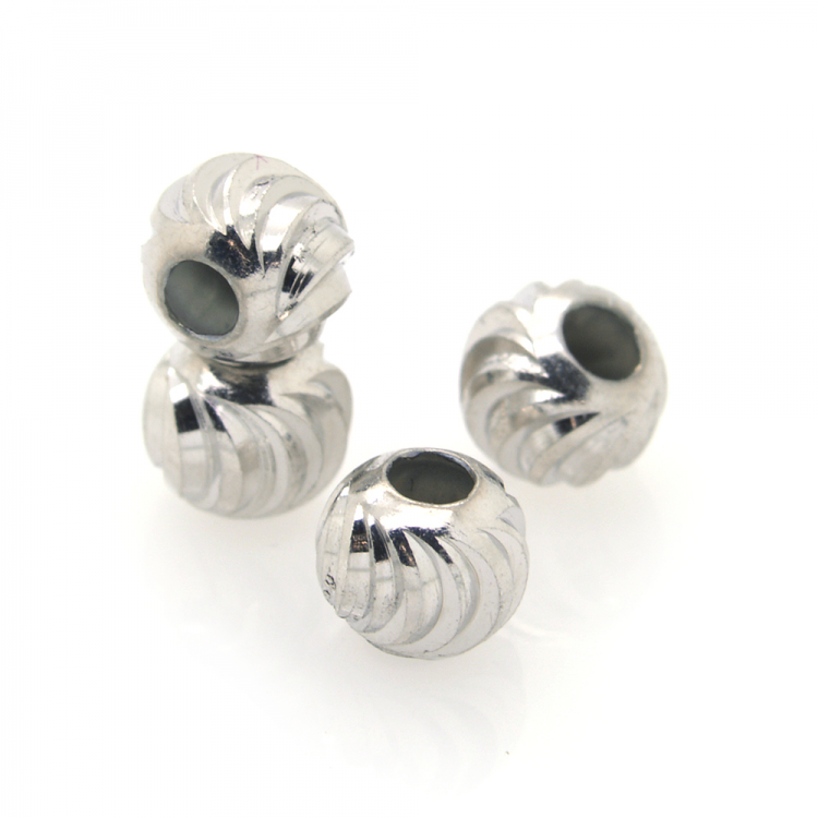 DIY Perla sferica in argento 925 placcata in rodio