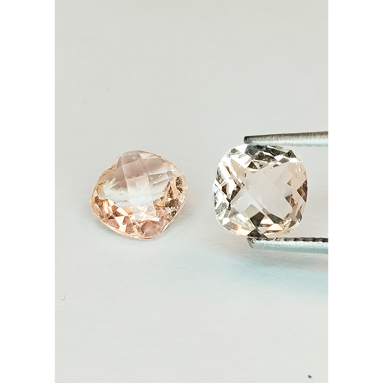Morganite de 1 ct, taille coussin avec motif en damier, 6 mm