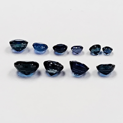 Zafiro azul talla redonda 1,3 a 3,7 mm 1ct