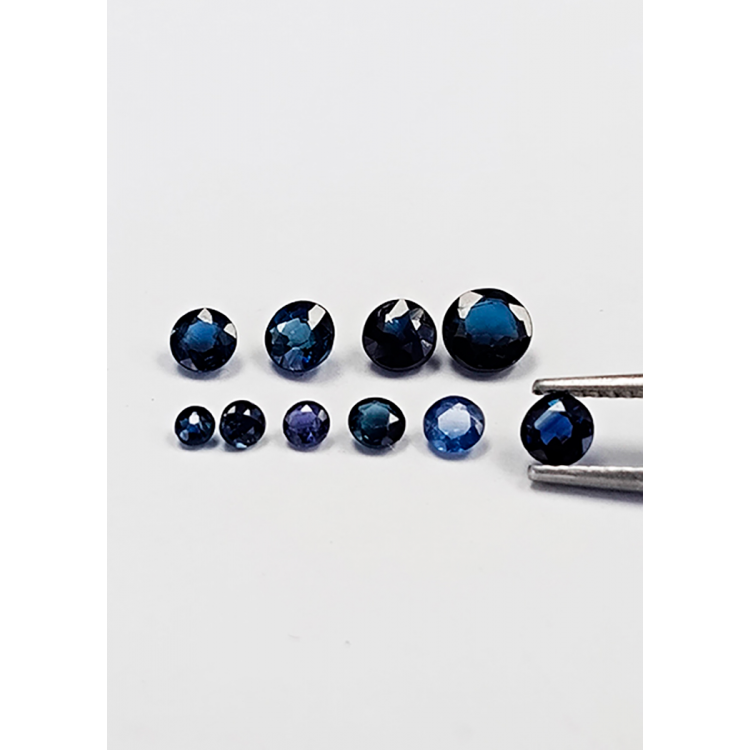 Blauer Saphir, Rundschliff, 1,3 bis 3,7 mm, 1 ct