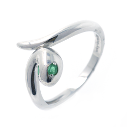 Anillo serpiente de Esmeralda o Rubí en Plata de Ley 925 bañada en rodio blanco.