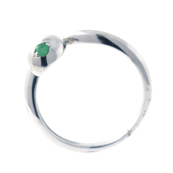 Emerald or ruby snake ring in 925 sterling silver plated with white rhodium.