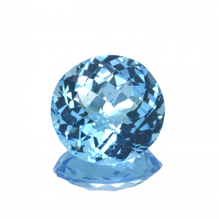 22,31 ct Topazio Blu in Facetatto Rotondo Scachiera