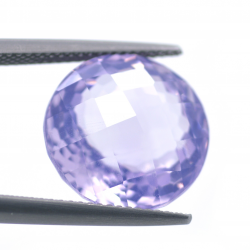 11,69 ct Ametista Lavanda in Faccettato Rotondo Scachiera 14,70x14,62mm