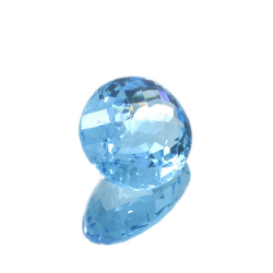 25.29 ct Topaze Bleu Taille Ovale avec Damier