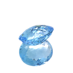 25.29 ct Topaze Bleu Taille Ovale avec Damier