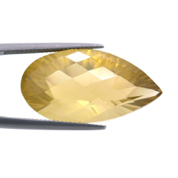 27.01ct Citrine Poire Concave Damier