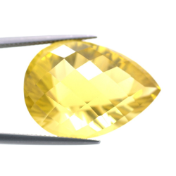 43.57ct Citrine Pear Concave Chessboard