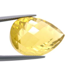 43.57ct Citrine Pear Concave Chessboard