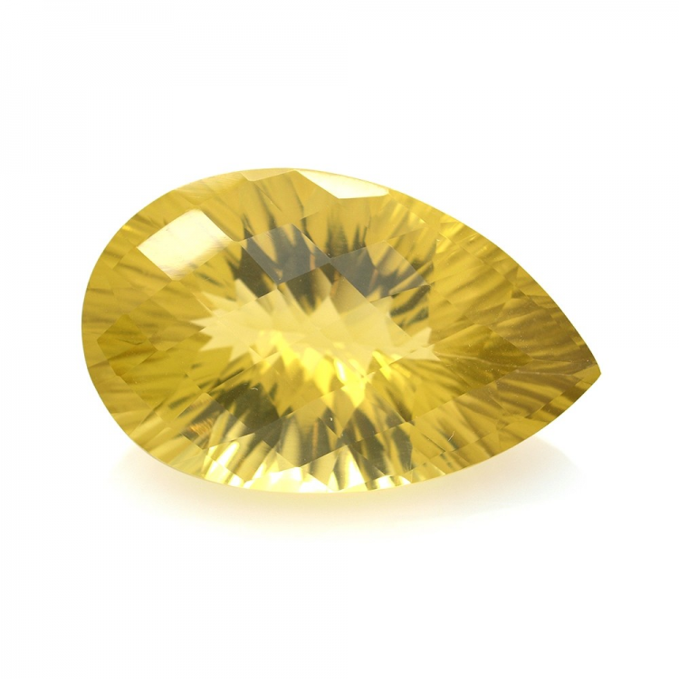 38.04ct Citrine Pear Concave Chessboard