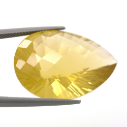 39.19ct Citrine Pear Concave Chessboard