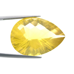 39.19ct Citrino Goccia Concavo Scacchiera