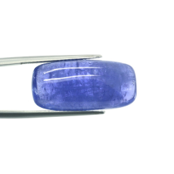 21.37ct Tansanit Cabochon Baguette Schnitt 23,92x11,57mm