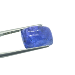 12.43ct Tansanit Cabochon Baguette Schnitt 14,05x10,29mm