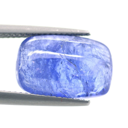 8.53ct Tansanit Cabochon Baguette Schnitt 15,09x9,83mm