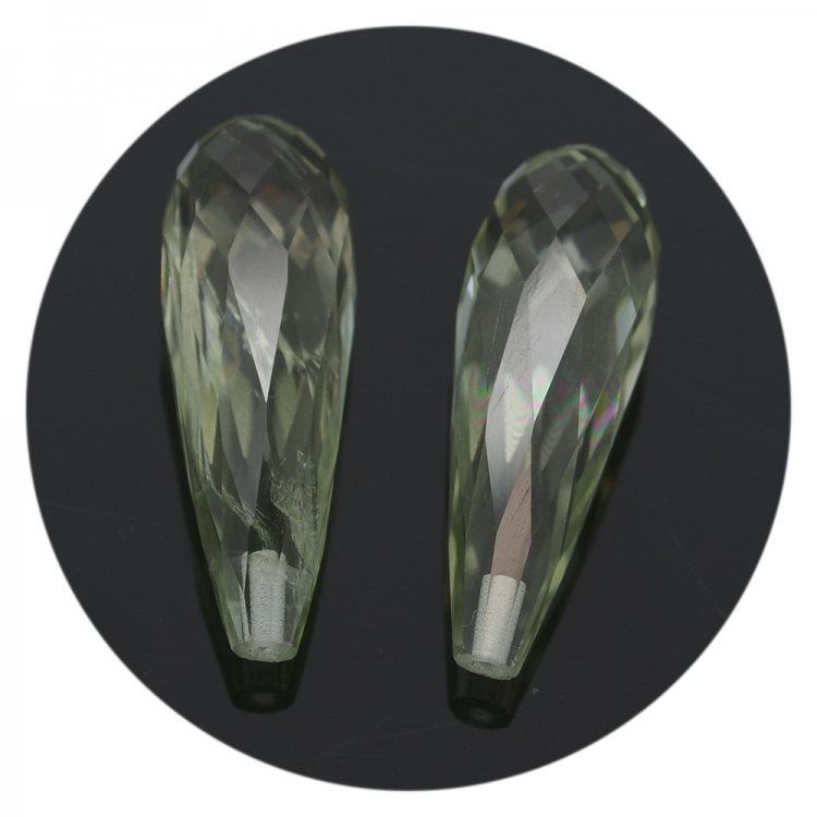 13.68ct Prasiolite Set Briolette Cut 17.50x8.30mm