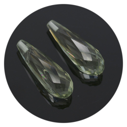 Ensemble prasiolite 13,68 ct taille briolette 17,50x8,30 mm