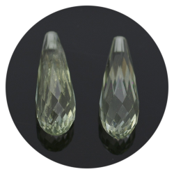 13,13 ct Prasiolith-Set, Briolette-Schliff, 16,13 x 8,42 mm